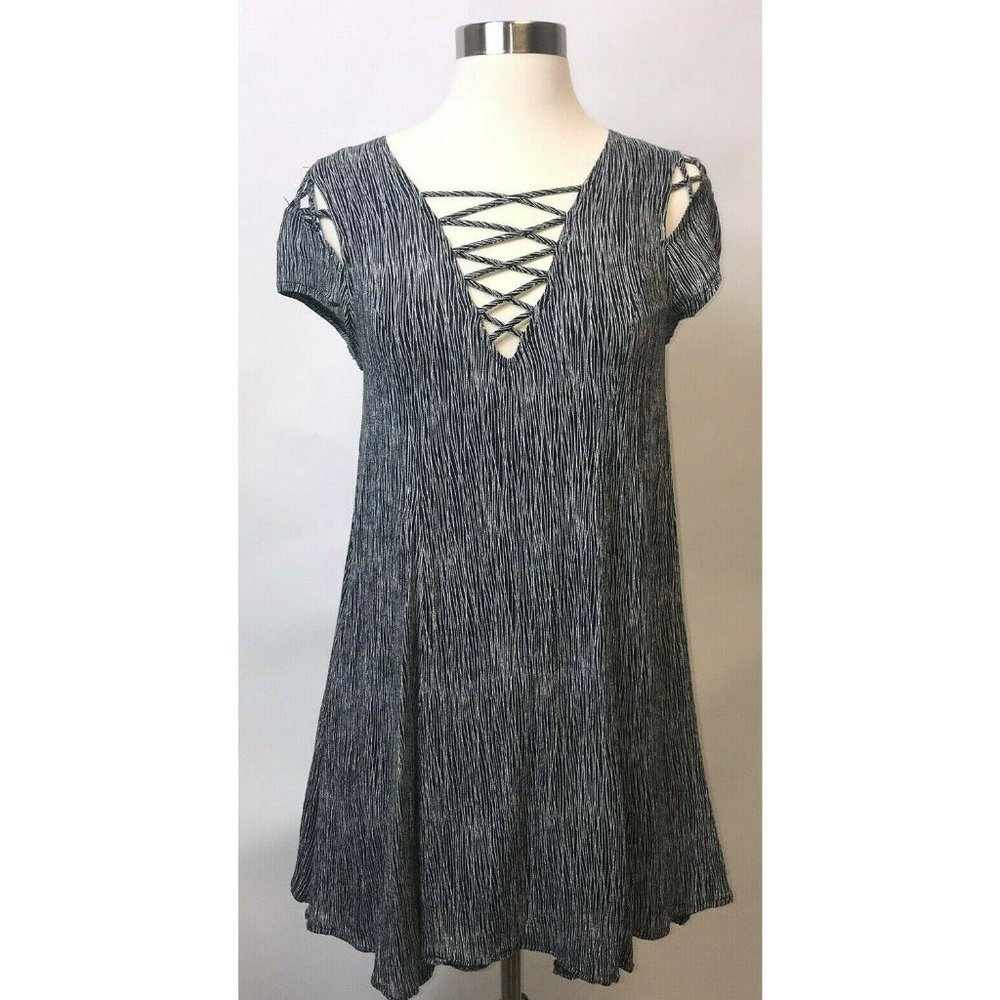 Design Recipe Womens Skater Dress Size Small Black White Cap Sleeve